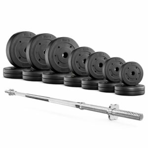Set de pesas y barra 80 kg